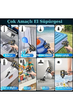 HL-121 Araç İçi Süpürge Şarjlı Taşınabilir Hafif Çantalı 16000Pa Vacuum Cleaner Vakum Ve Üfleme