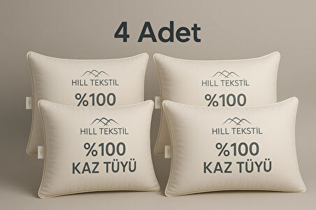 4 Adet %100 Kaz Tüyü 20 Gıdık Yastık (ALÇAK YATIŞ)50x70 Elizza- Biyeli