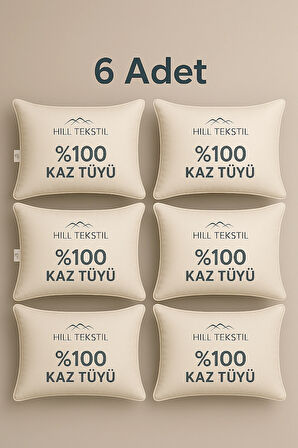 6 Adet %100 Kaz Tüyü 20 Gıdık Yastık (ALÇAK YATIŞ) 50x70 Elizza- Biyeli