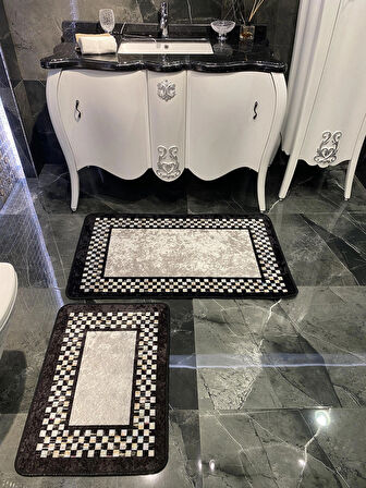 Lateks Taban Saçaksız (70X110 - 70X50) Ikili Banyo Paspas Takımı