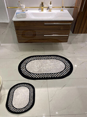 Lateks Taban Saçaksız (70X110 - 70X50) Ikili Banyo Paspas Takımı