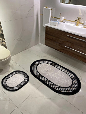 Lateks Taban Saçaksız (70X110 - 70X50) Ikili Banyo Paspas Takımı
