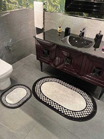 Lateks Taban Saçaksız (70X110 - 70X50) Ikili Banyo Paspas Takımı
