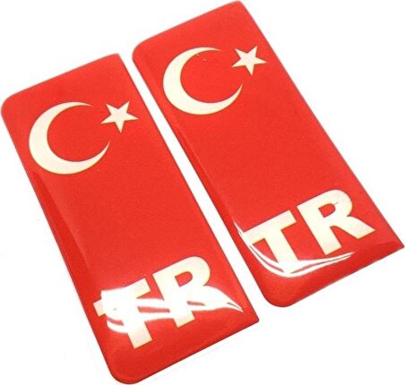 Tr Plaka Arması Damla Etiket Ay Yıldızlı Sticker 2'li