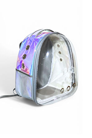 Şeffaf Astronot Hologramlı Kedi Taşıma Çantası