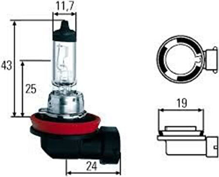 Hella 8GH008358241 Ampul Sis Farı 24V 70W H11-Halojen Pgj19-2 DAF Mercedes Renault Kamyonlar Volvo 75820120000