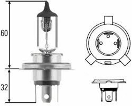 Hella 8GJ002525251 Ampul Uzun Far-Sis Farı H4 75 70W 24V-Daf MAN Volvo 20003402650