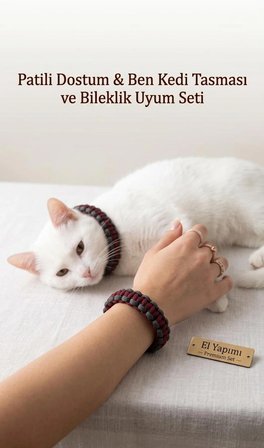 Patili Dostum & Ben Kedi Tasması ve Bileklik Seti – El Yapımı Uyum Koleksiyonu