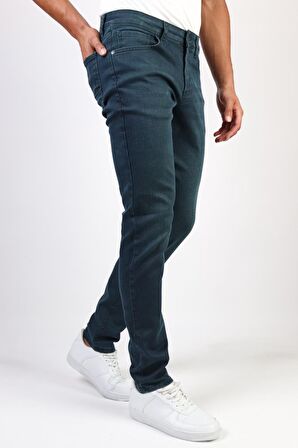 Hlt Jeans Erkek Haki Cep Lycralı  Slim Fit Kot Pantolon HLTVALGREEN