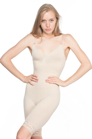 Kadın Ten Fermuarsız Askısız Tulum Korse Yeni Sezon
