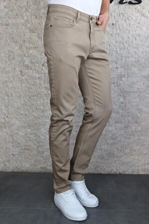 HLT JEANS Erkek Bej Slim Fit Esnek Likralı Kot Jeans Pantolon HLTHE001966