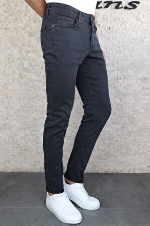 HLT JEANS  Erkek Antrasit Slim Fit Dar Kesim Esnek Likralı Denim Jeans Kot Pantolon HLTHE001967