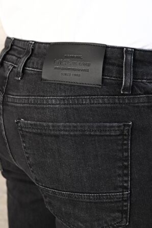 Erkek Siyah Taşlamalı Slim Fit Jean  Pantolon HLTHE1947