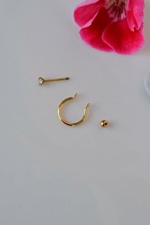 Gold Düz Halka Helix Piercing Halka Düz Conch Piercingi