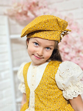 Hardal Vintage Kız Bebek Elbisesi,Doğum günü elbise,fotoğraf çekim elbise,0-12 Yaş Uygun