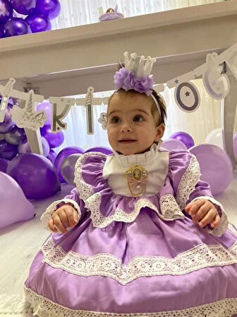 Lila Kız Bebek Elbisesi,Doğum günü elbisesi, fotoğraf çekim elbisesi 0-12 Yaşa Uygun