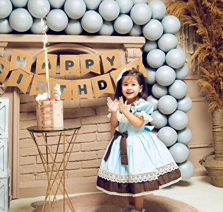 Mavi Kız Bebek Elbisesi,Doğum günü elbisesi, fotoğraf çekim elbisesi 0-10 Yaş Uygun