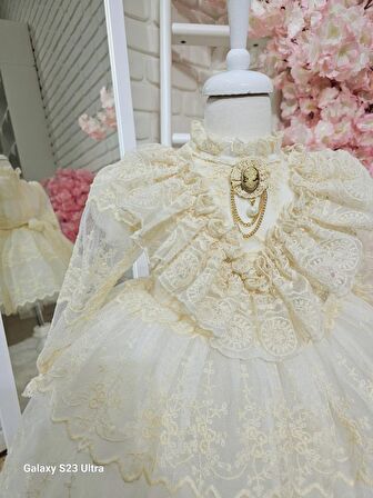 Angel Dantelli Uzun Kollu Kız Bebek Elbisesi,Doğum günü,fotoğraf çekim elbise,0-10 Yaş Uygun