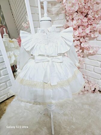 Beyaz Kuğu Vintage Kız Bebek Elbisesi,Doğum günü,fotoğraf çekim elbise,0-10 Yaş Uygun