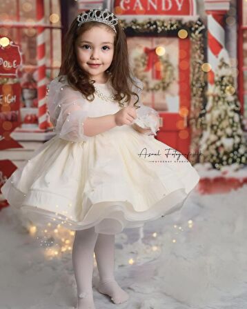 İnci Lady Vintage Kız Bebek Elbisesi,Doğum günü,fotoğraf çekim elbise,0-10 Yaş Uygun