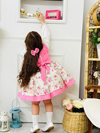 Pembe Düğmeli Vintage Kız Bebek Elbisesi,Doğum günü,fotoğraf çekim elbise,0-12 Yaş Uygun