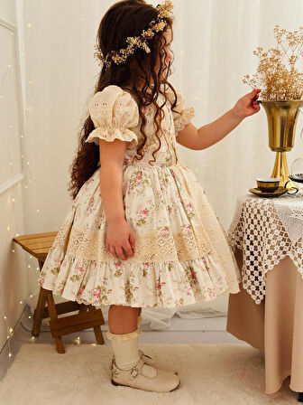 Lady Krem Kız Bebek Elbisesi,Doğum günü,fotoğraf çekim elbise,0-12 Yaş Uygun