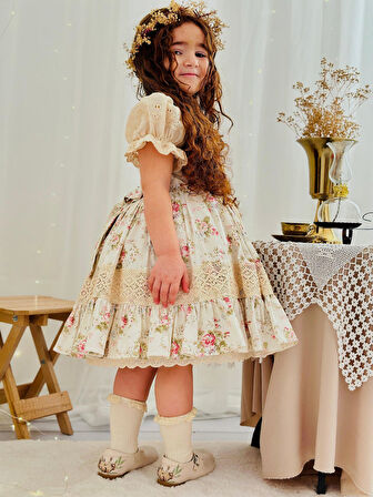 Lady Krem Kız Bebek Elbisesi,Doğum günü,fotoğraf çekim elbise,0-12 Yaş Uygun