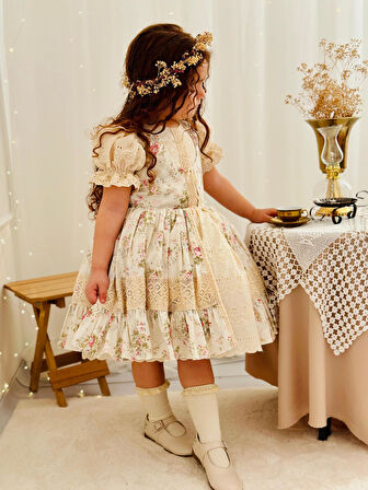 Lady Krem Kız Bebek Elbisesi,Doğum günü,fotoğraf çekim elbise,0-12 Yaş Uygun