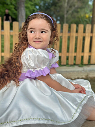 Krem Papatya Vintage Kız Bebek Elbise,Doğum günü elbise,fotoğraf çekim elbise,0-12 Yaş Uygun