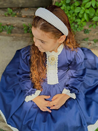 Lacivert Vintage Kız Bebek Elbise,Doğum günü elbise,fotoğraf çekim elbise,0-12 Yaş Uygun