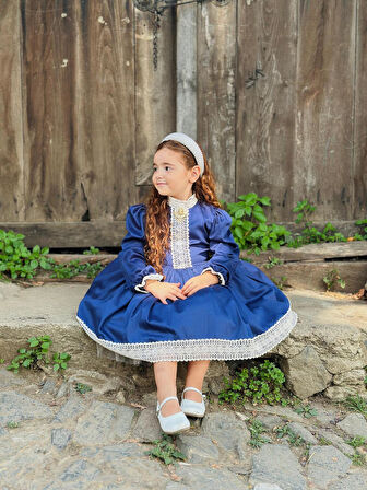 Lacivert Vintage Kız Bebek Elbise,Doğum günü elbise,fotoğraf çekim elbise,0-12 Yaş Uygun