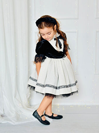 Siyah Kadife Kız Bebek Kostümü,Doğum günü elbise,fotoğraf çekim elbise,0-12 Yaş Uygun