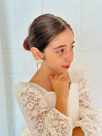 Manolya Krem Vintage Kız Bebek Elbisesi,Özel Dikim Çocuk Elbisesi, Doğum günü elbisesi, 0-12 Yaş