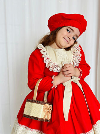 Kırmızı Karanfil Vintage Kız Bebek Elbise,Doğum günü elbise,fotoğraf çekim elbise,0-12 Yaş Uygun