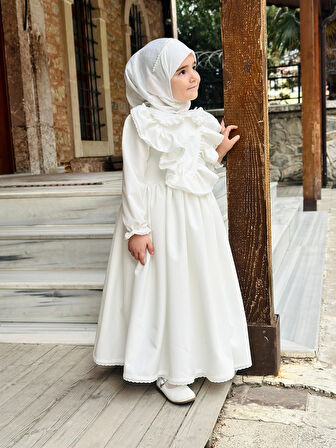 Ayperi Kız Çocuk Tesettür Elbisesi Merasim Elbisesi,Başörtülü takım 3-12 Yaş Uygun