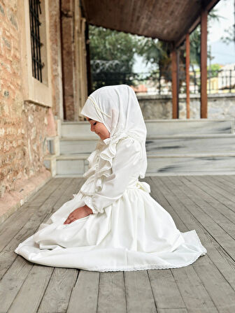 Ayperi Kız Çocuk Tesettür Elbisesi Merasim Elbisesi,Başörtülü takım 3-12 Yaş Uygun