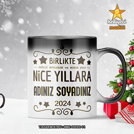 Kişiye Özel 2024 Yılbaşı Temalı Sihirli Kupa Bardak - HMK-00022-01