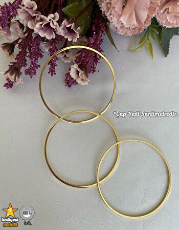 316 L Paslanmaz 3'lü 7 CM Gold Ajda Çelik Bilzeik - HMÇB-0082