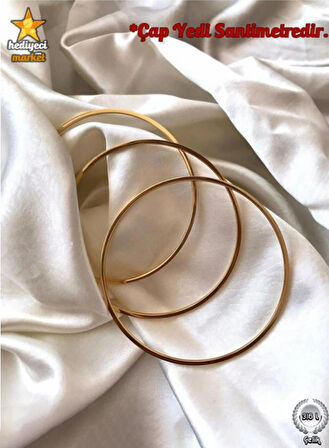 316 L Paslanmaz 3'lü 7 CM Gold Ajda Çelik Bilzeik - HMÇB-0082