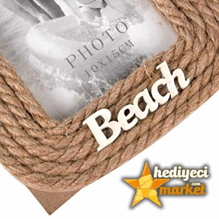 Beach Hasır İpli 10x15 Ahşap Fotoğraf Çerçevesi