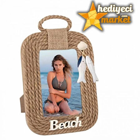 Beach Hasır İpli 10x15 Ahşap Fotoğraf Çerçevesi