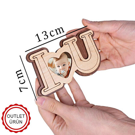 Ahşap I Love You Fotoğraflı Magnet - 7 x 10 cm - OUTLET