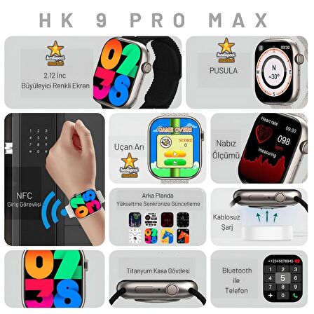 Watch 8 HK9 Pro Gümüş Akıllı Saat