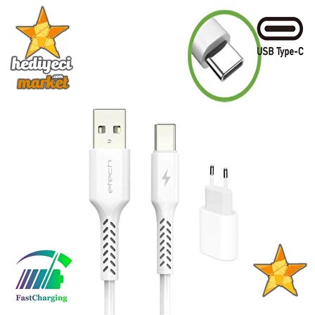 ETECH ETC-011 3.0A 15W / 18W TYPE-C Hızlı Şarj Cihazı Seti