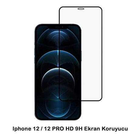 Iphone 12 / 12 Pro Tam Ekran Siyah HD 9H Kırılmaz Cam
