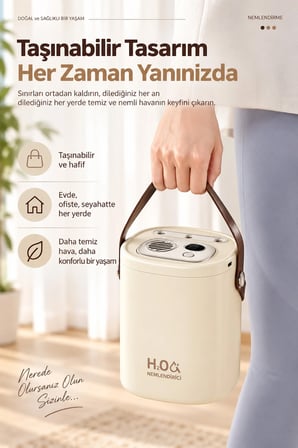 Şarjlı Ultrasonic Hava Nemlendirici Buhar Makinesi 1500Ml Şarjlı Buhurdanlık