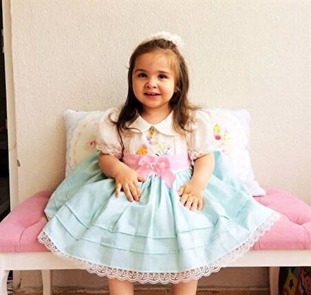 Mint Pembe Kemerli Nakışlı Kız Bebek Elbisesi, Özel Dikim Kız Çocuk Elbisesi, Doğum günü elbisesi, fotoğraf çekim elbisesi, Kız Bebek Hediyesi, 0-12 Yaşa Uygun