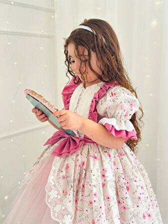 Gül Kurusu Pembe Vintage Kız Bebek Elbisesi,Doğum günü , fotoğraf çekim elbisesi,0-12 Yaşa Uygun