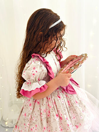 Gül Kurusu Pembe Vintage Kız Bebek Elbisesi,Doğum günü , fotoğraf çekim elbisesi,0-12 Yaşa Uygun