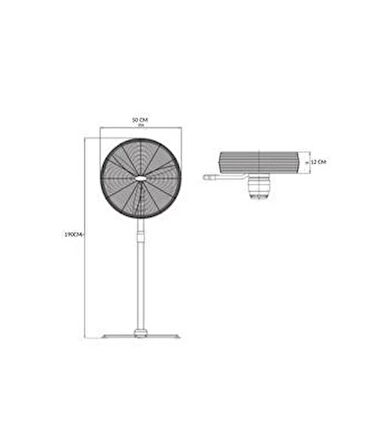 Bahçıvan BSV 500 50cm Siyah 3 Kanatlı Sanayi Tipi Ayaklı Vantilatör